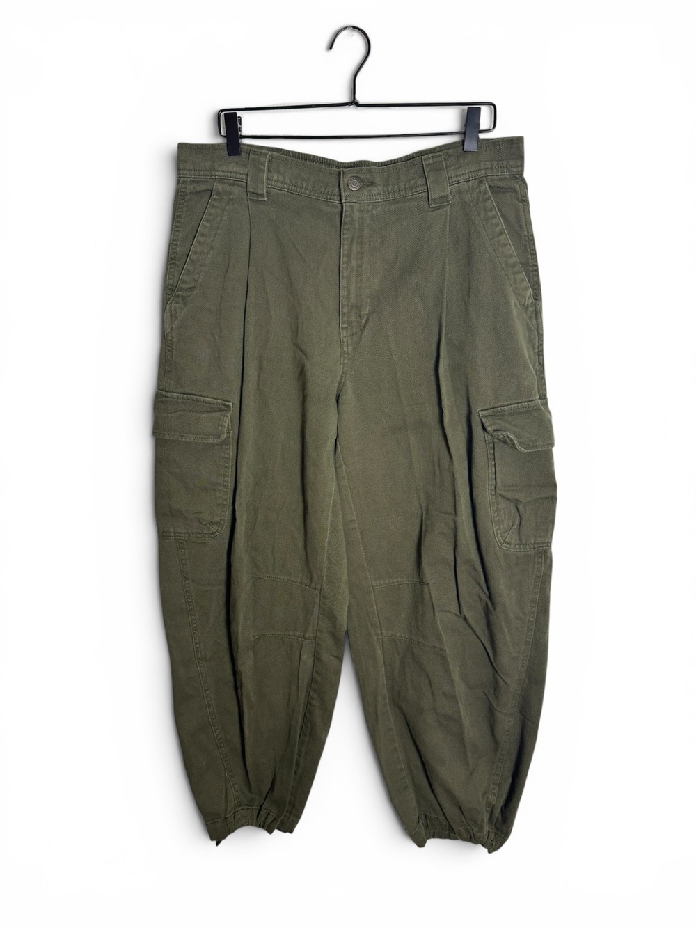 Old Navy Mid-Rise Barrel Leg Cargo Pants Heritage Olive Green Large